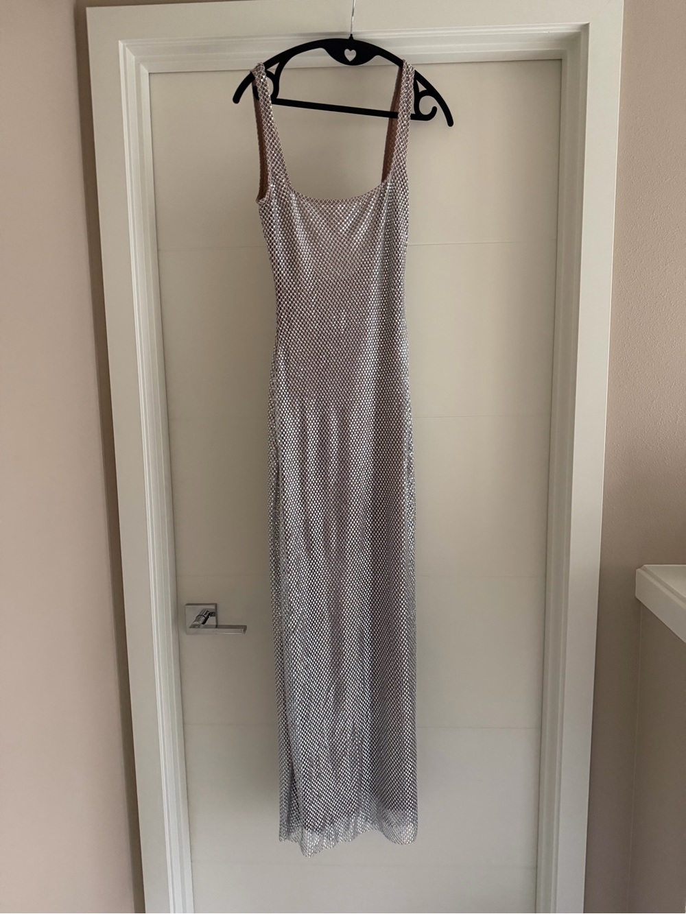 Rhinestone Mesh Maxi Dress in Silver - Women - Picture 4 of 7